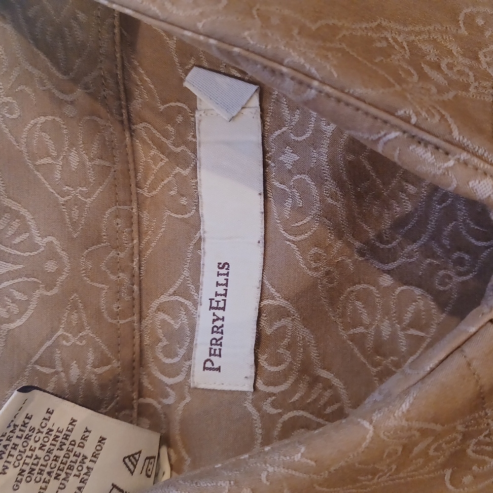 Gold colored Perry Ellis long sleeve button down